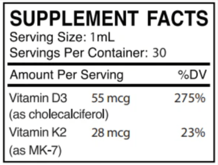 CytoD+K2 Supplement Facts