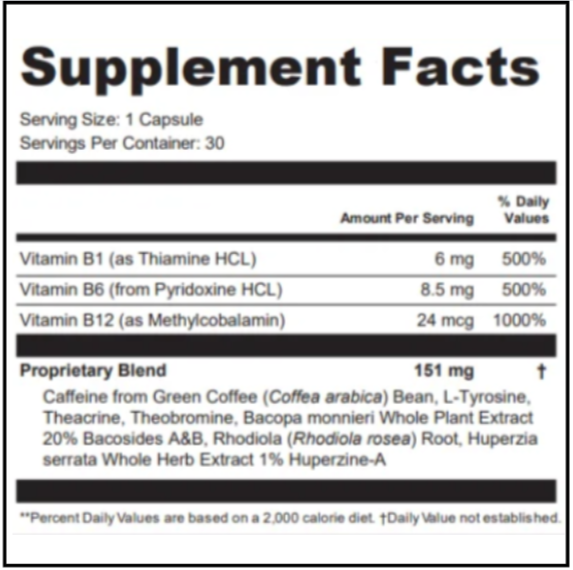 MemoryVitali supplement facts 