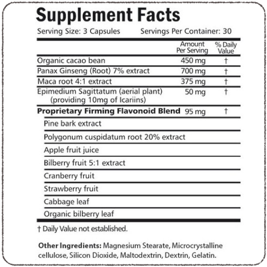 Montezuma’s Secret Supplement facts