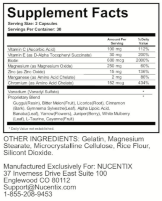 GS-85 Blood Sugar Supplement Facts
